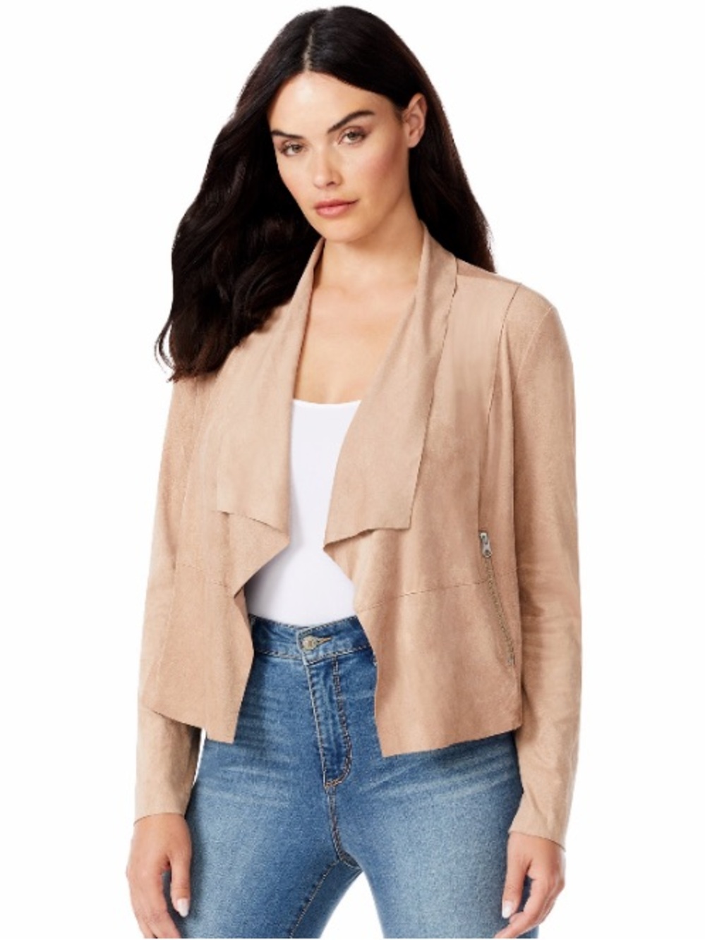 NWT sofia by sofia vergara taupe draped suede blazer jacket